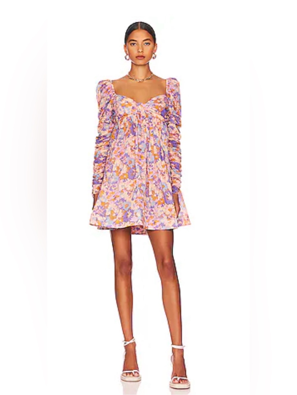 Zimmermann Violet Twist Front Floral Mini Dress Purple Multi Floral M